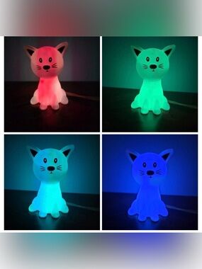 LED Color-Changing Cat Night Light - White